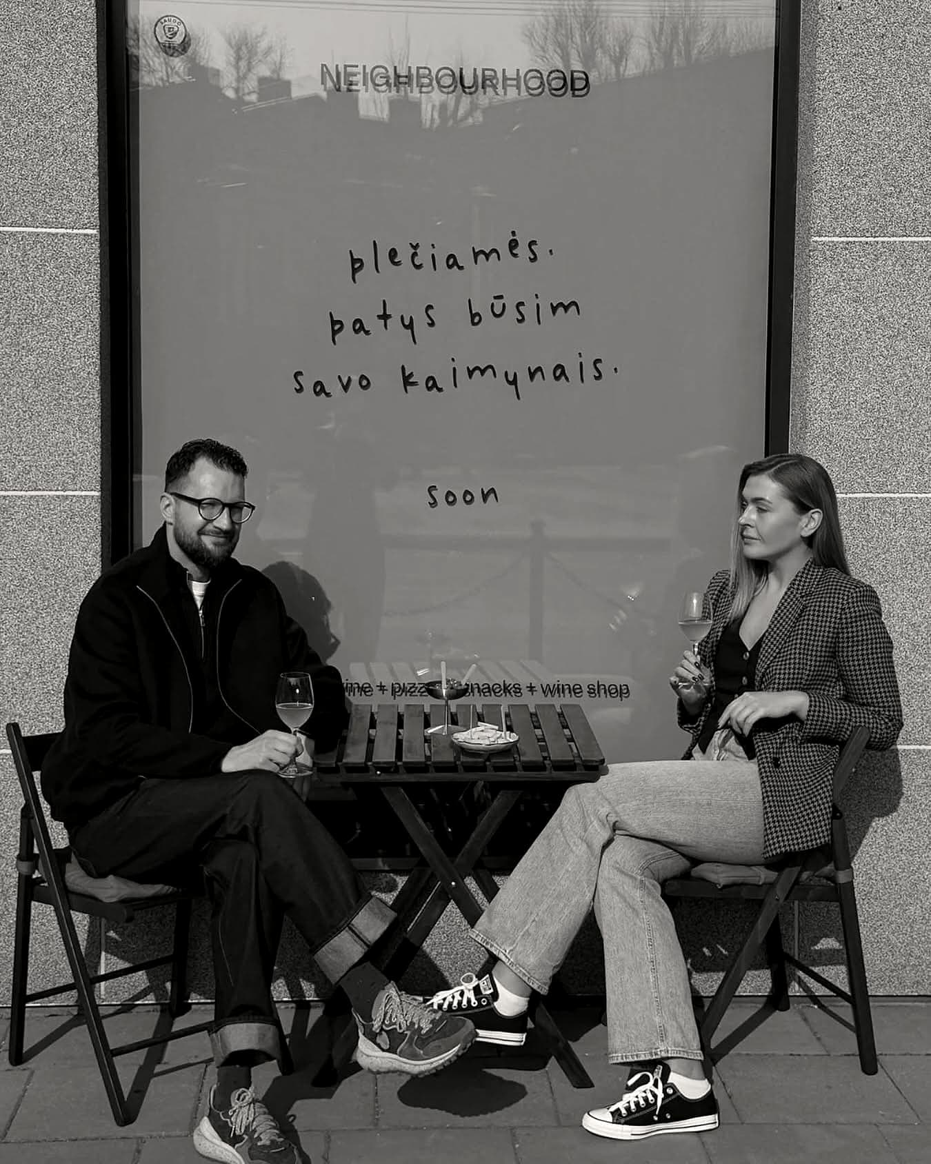 Dovilė and Tomas outside NEIGHBOURHOOD